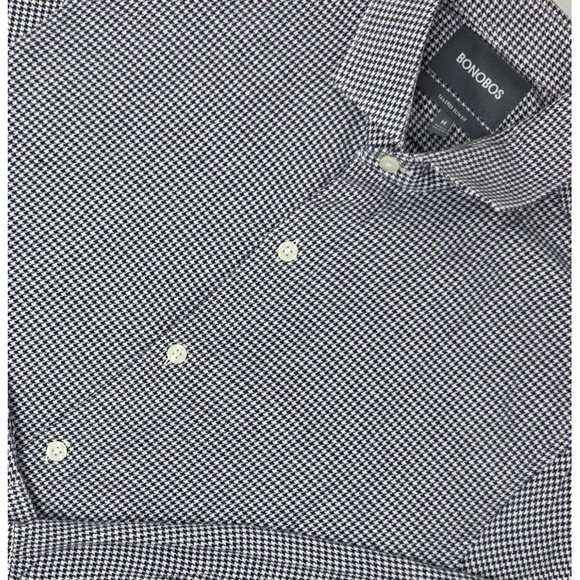 Bonobos Other - Bonobos Flannel Shirt Men's Medium Blue Houndstooth Slim Fit Button Down Soft